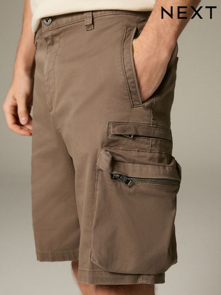 Brown 5 Pocket Utility Cargo Shorts (AL5578) | £34