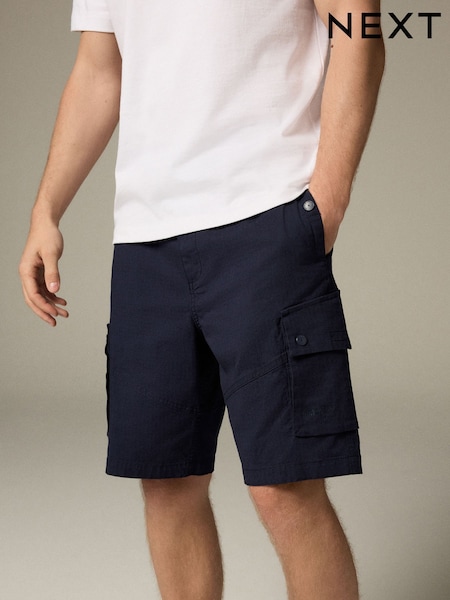 Navy Belted Ripstop Cargo Shorts (AL5591) | £30