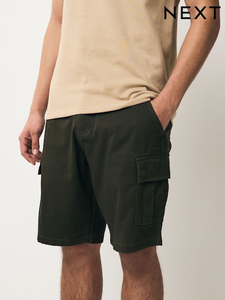 Khaki Green Stretch Cargo Shorts (AL5592) | £26