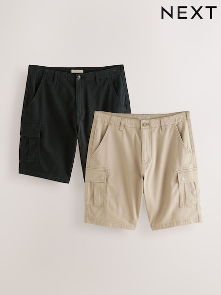 Black/Brown Stretch Cargo Shorts (AL5604) | £50
