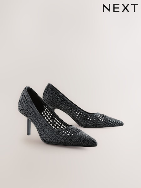Black Forever Comfort® Point Toe Weave Court Heel Shoes (AL5622) | £48