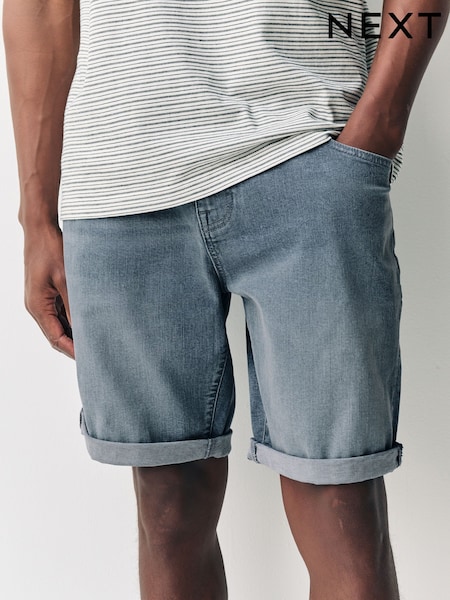 Blue Slim Fit Stretch Denim Shorts (AL5661) | £24