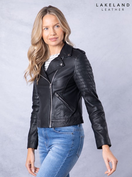 Lakeland Leather Black Esthwaite II Biker Jacket (AL5856) | £199