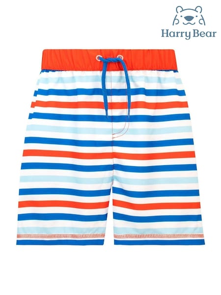 Harry Bear Blue Stripe Swim Shorts With Pocket (AL6096) | £12