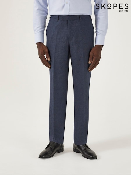 Skopes Blue Tailored Fit Harcourt Tweed Effect Suit Trousers (AL6117) | £55