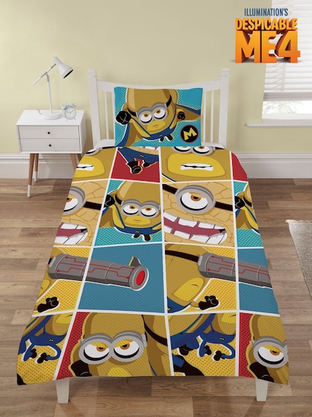 Minions Multi Reversible Single Duvet Cover and Pillowcase Set (AL6242) | £25