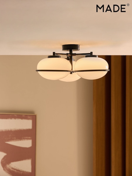 MADE.COM Black 3 Light Flush Piper Light (AL6273) | £139