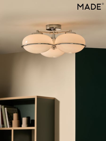MADE.COM Chrome 3 Light Flush Piper Light (AL6278) | £139