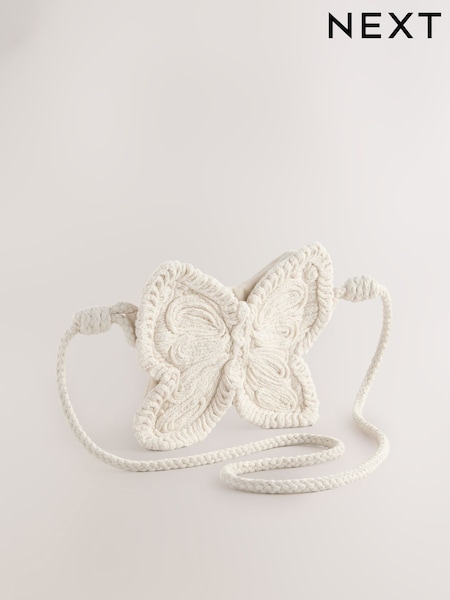 Cream Cross-Body Novelty Butterfly 100% Cotton Bag (AL6312) | £18