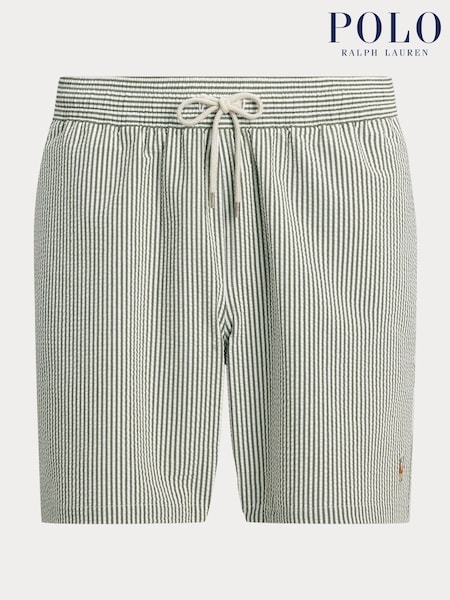 Polo Ralph Lauren Green Traveler Classic Seersucker Logo Swim Shorts (AL6316) | £109