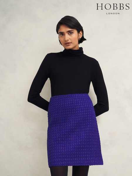 Hobbs Blue Khloe Tweed Skirt (AL6402) | £99
