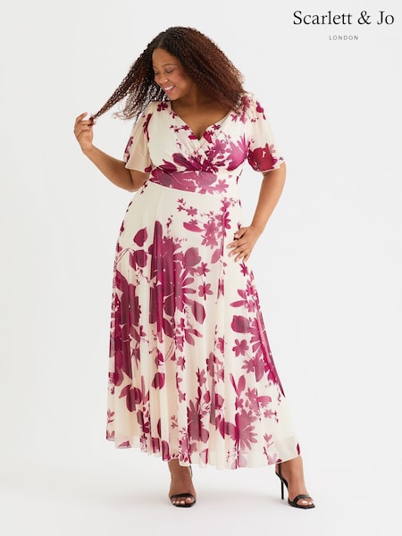 Scarlett & Jo Wine Float Isabelle Sleeve Maxi Dress (AL6467) | £95