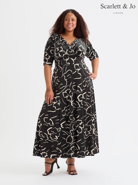 Scarlett & Jo Black Verity Pucci Velvet Maxi Gown (AL6470) | £130