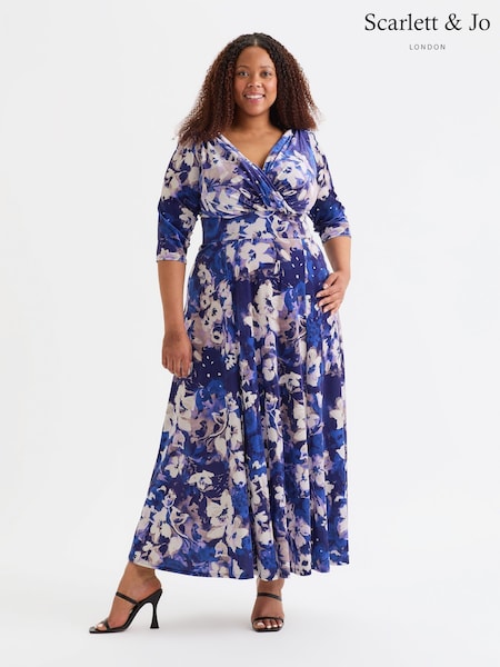 Scarlett & Jo Blue Verity Pucci Velvet Maxi Gown (AL6472) | £130
