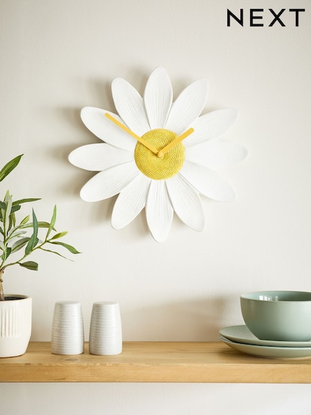 White Daisy Wall Clock (AL6478) | £34