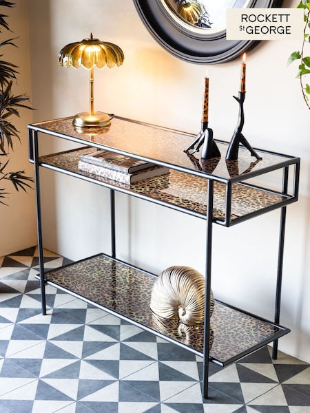 Rockett St George Leopard Print Glass Console (AL6551) | £285