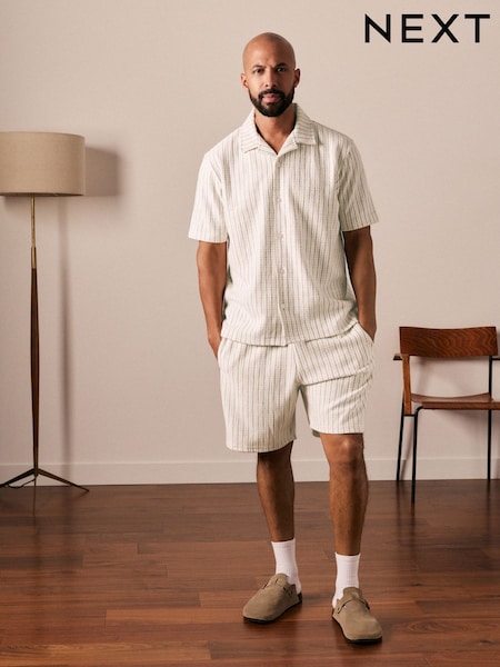 Neutral Stripe Jersey Shorts (AL6685) | £28