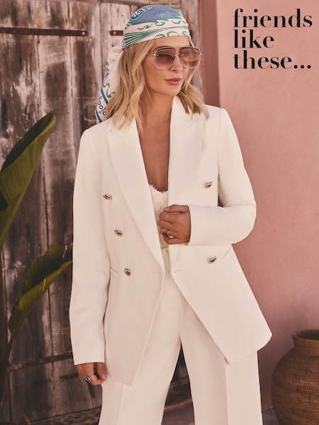 Friends Like These White Millie Mackintosh Premium Double Breasted Gold Button Blazer (AL6862) | £65