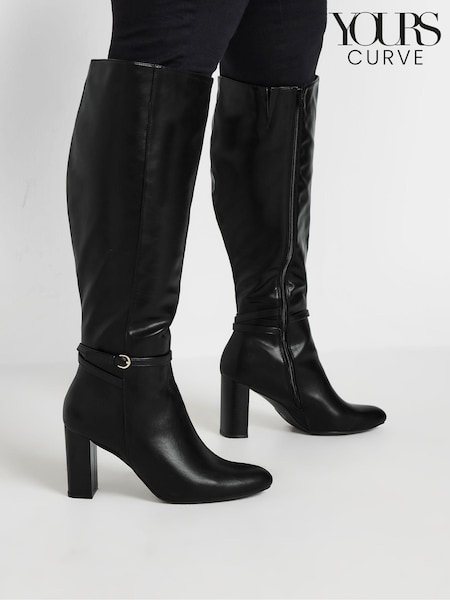 Yours Curve Black Extra Wide Fit Extra Wide Fit Heeled Knee High Boots (AL6934) | £60