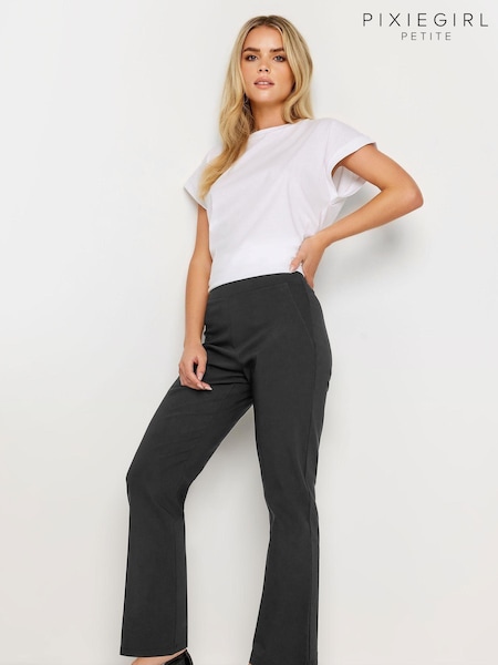 PixieGirl Petite Black Bi-Stretch Straight Leg Trousers (AL7015) | £34