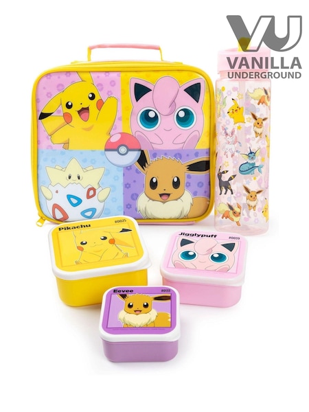 Vanilla Underground Pink Girls Pokemon Lunch Bag Bottle and 3 Snack Pots Set (AL7017) | £25