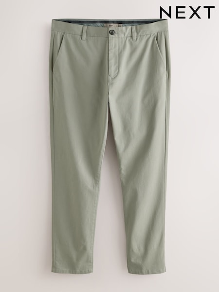 Sage Green Slim Fit Stretch Chinos Trousers (AL7032) | £24