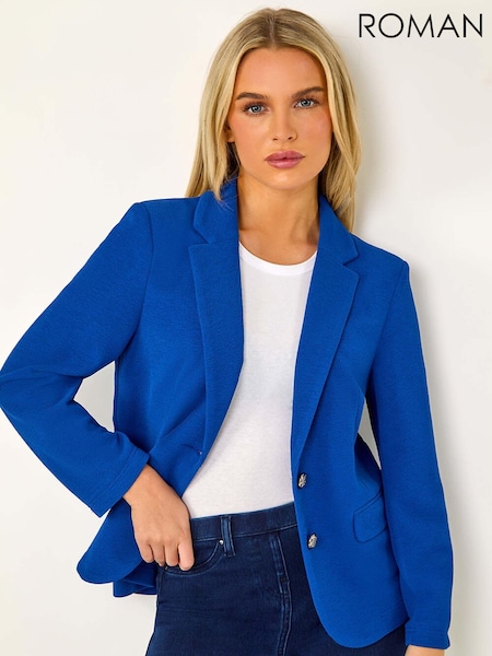 Roman Blue Petite Textured Stretch Blazer (AL7053) | £45