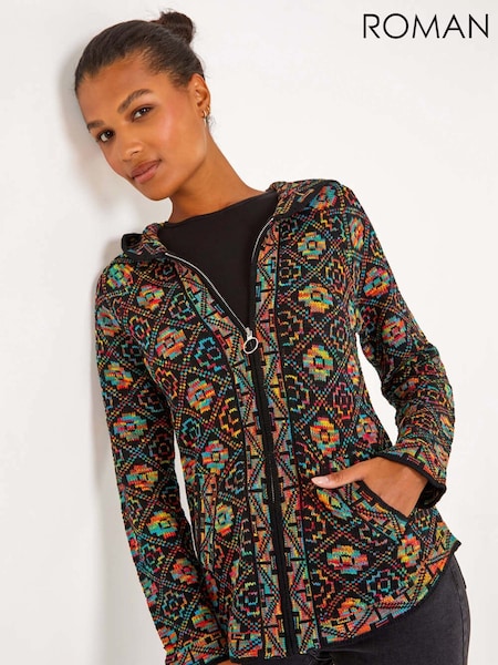 Roman Black Zip Front Hooded Cardigan (AL7065) | £45