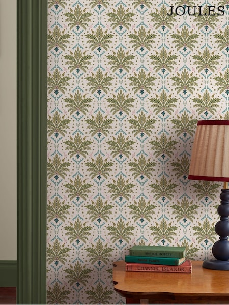 Joules Cream/Multi Palm Geo Print 10M Wallpaper (AL7081) | £48