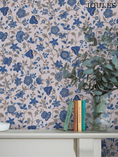 Joules Cream/Blue Trailing Scot 10M Wallpaper (AL7088) | £48