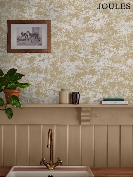 Joules Gold Animal Forest Print 10M Wallpaper (AL7099) | £48