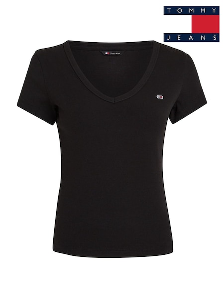 Tommy Jeans Black Slim Essential T-Shirt (AL7201) | £30