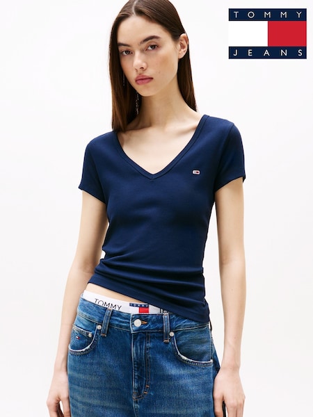 Tommy Jeans Blue Slim Essential T-Shirt (AL7203) | £30