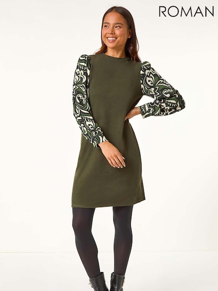 Roman Green Petite 2 in 1 Contrast Print Shift Dress (AL7243) | £45