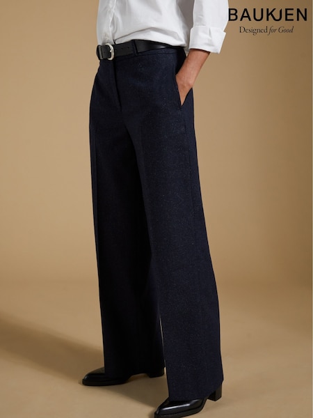 Baukjen Gwynnie Wool Blend Wide Leg Black Trousers (AL7396) | £149