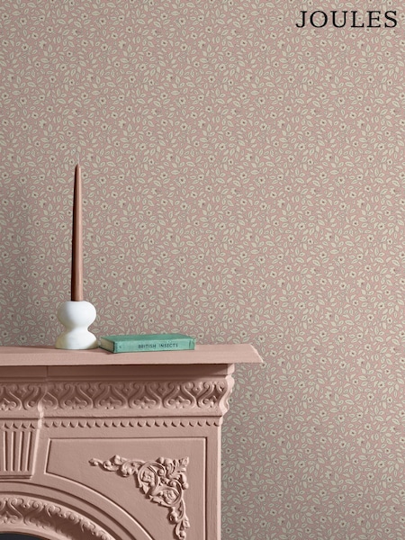 Joules Soft Pink Ditsy Floral Print Green A4 Wallpaper Sample (AL7661) | £1