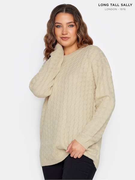 Long Tall Sally Natural Cable Funnel Neck Jumper (AL7704) | £29