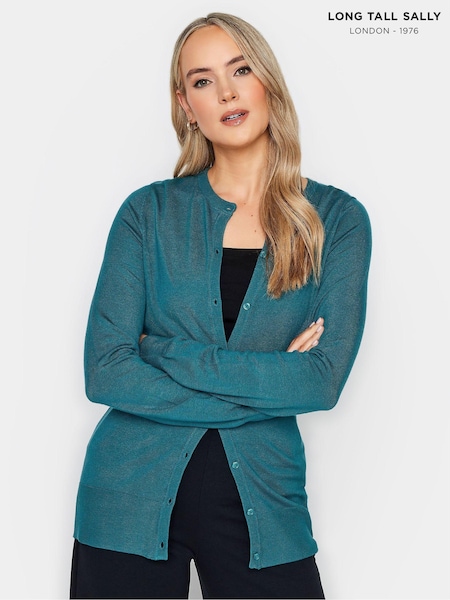 Long Tall Sally Blue Crew Neck Cardigan (AL7727) | £29