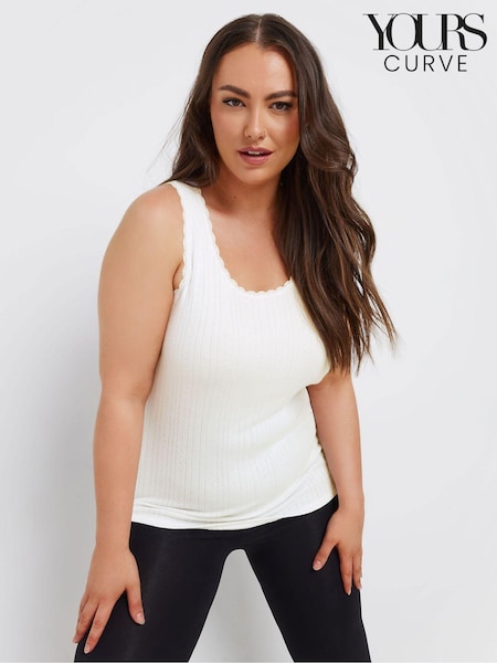 Yours Curve White Pointelle Thermal Vest (AL7730) | £18