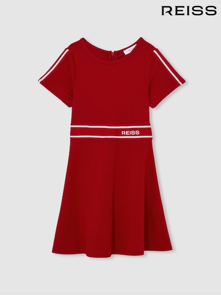 Reiss Red Lowri 13-14 yrs Interlock-Jersey Logo-Waistband Dress (AL7821) | £53