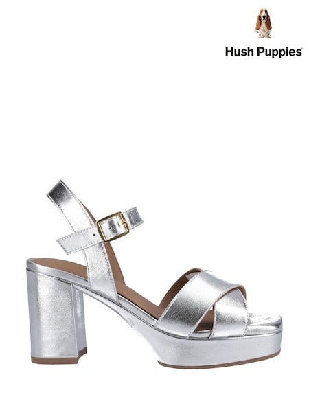 Hush Puppies Silver Ophelia Leather Heels (AL7883) | £85