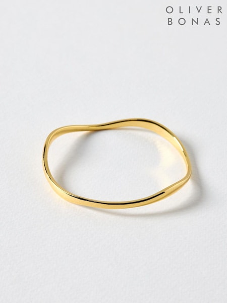 Oliver Bonas Gold Tone Naia Ripple Wave Bangle (AL8070) | £48