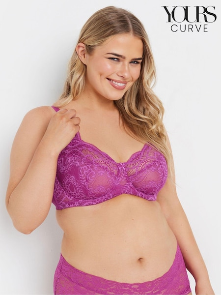 Yours Curve Pink Swirl Lace Non Padded Underwired Bra (AL8130) | £23