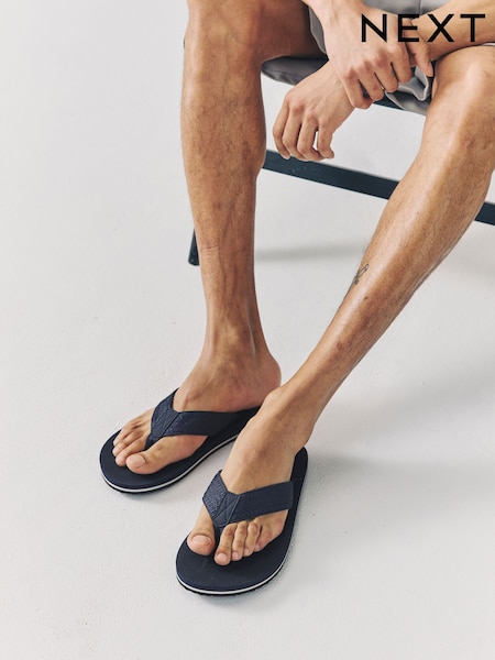 Navy Textured Flip Flops (AL8188) | £18
