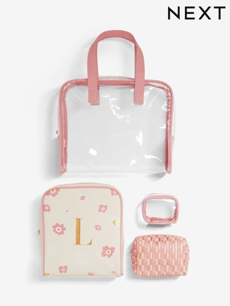 Set of 4 Pink Alphabet Makeup Bags (AL8198) | £24