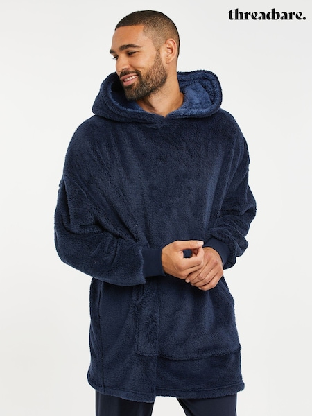 Threadbare Navy Blue Borg Oversized Loungewear Hoodie (AL8368) | £32