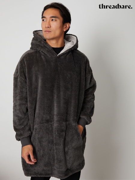Threadbare Charcoal Borg Oversized Loungewear Hoodie (AL8372) | £32