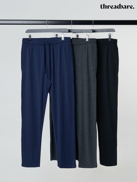 Threadbare Black 100% Cotton Jersey Lounge Bottoms 3 Pack (AL8409) | £36