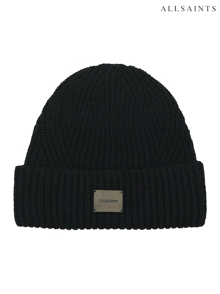 AllSaints Black Travelling Rib Beanie (AL8422) | £39