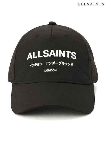 AllSaints Black 100% Organic Cotton Underground Logo Baseball Cap (AL8423) | £45
